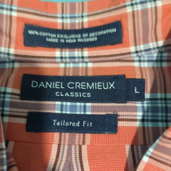 Daniel Cremieux Orange and White Plaid Shirt - Picture 6 of 6